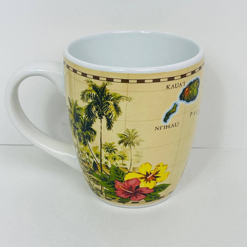 Island Heritage Coffee Mug Islands of Hawai'i Tan Map Graphic 82311 Excellent